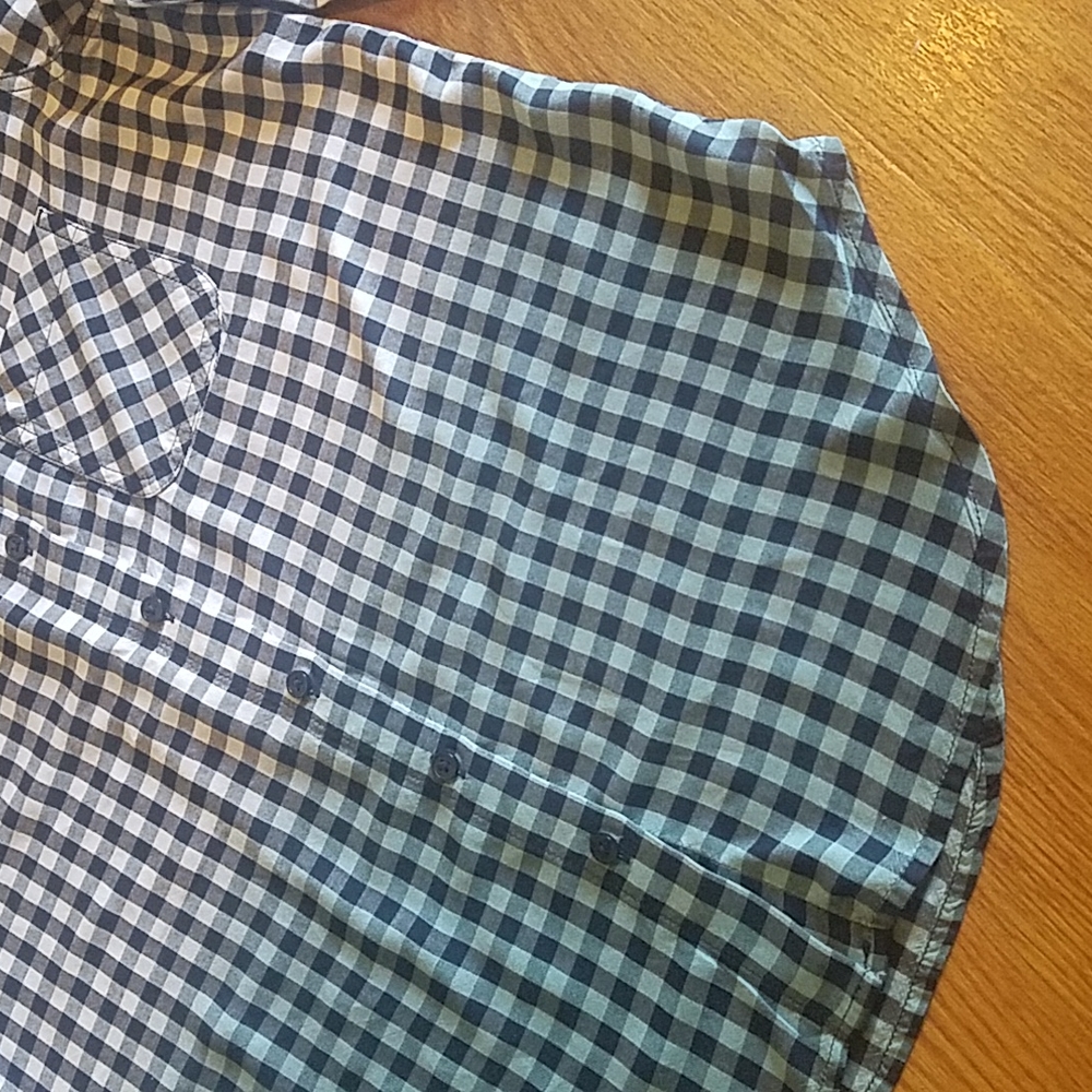 Blue ombre plaid button down - Picture 6 of 10
